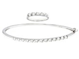 Moissanite Platineve Ring And Bangle Bracelet Set 1.80ctw DEW.