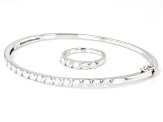 Moissanite Platineve Ring And Bangle Bracelet Set 1.80ctw DEW.