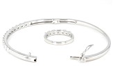 Moissanite Platineve Ring And Bangle Bracelet Set 1.80ctw DEW.