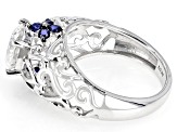 Moissanite And Blue Sapphire Platineve Ring 2.17ctw DEW