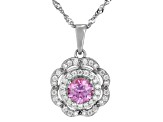 Pink and Colorless Moissanite Platineve Halo Pendant  1.22ctw DEW.