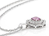 Pink and Colorless Moissanite Platineve Halo Pendant  1.22ctw DEW.