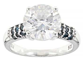 Picture of Moissanite And Blue Diamond Platineve Ring 4.63ctw DEW.