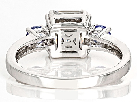 Moissanite And Tanzanite Platineve Ring 3.00ctw DEW. - MFJ045 