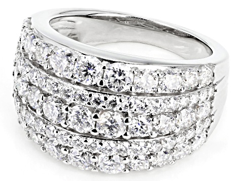 Moissanite Platineve Multi Row Ring 2.92ctw DEW.