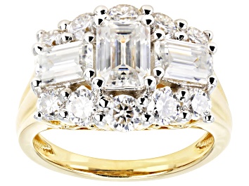 Picture of Moissanite 14k Yellow Gold Over Silver Ring 3.53ctw DEW.