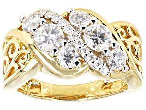 Moissanite 14k Yellow Gold Over Silver Ring 1.29ctw DEW.