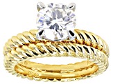 Moissanite 14k Yellow Gold Over Silver Ring And Band 1.90ct DEW.