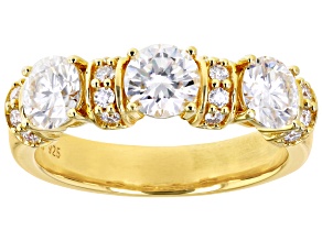 Moissanite 14k yellow gold over silver band ring 1.66ctw DEW.