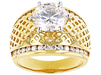 Picture of Moissanite 14k Yellow Gold Over Silver Ring 3.34ctw DEW.