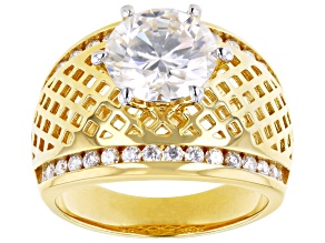 Moissanite 14k Yellow Gold Over Silver Ring 3.34ctw DEW.