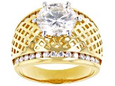 Moissanite 14k Yellow Gold Over Silver Ring 3.34ctw DEW.