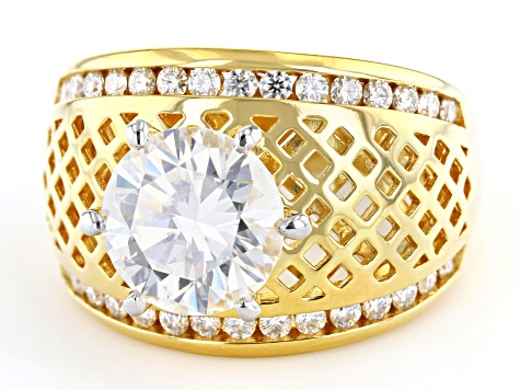 Moissanite 14k Yellow Gold Over Silver Ring 3.34ctw DEW.