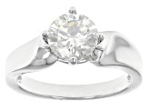 Moissanite Platineve Solitaire Ring 1.50ct DEW.