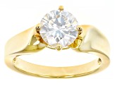 Moissanite 14k Yellow Gold Over Silver Solitaire Ring 1.50ct DEW.