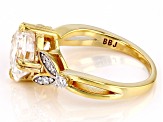 Moissanite 14k Yellow Gold Over Silver Ring 4.10ctw DEW.