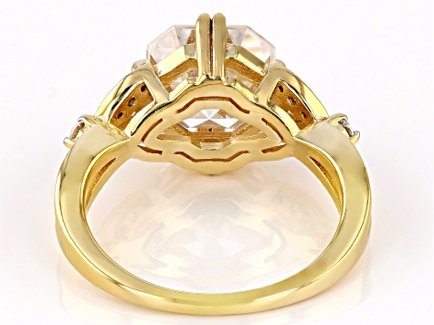 Moissanite 14k Yellow Gold Over Silver Ring 4.10ctw DEW.