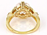 Moissanite 14k Yellow Gold Over Silver Ring 4.10ctw DEW.