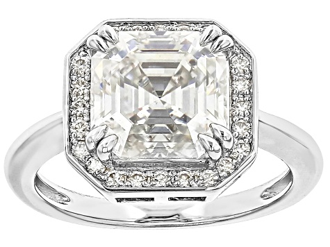 Moissanite Platineve halo Ring 4.16ctw DEW.