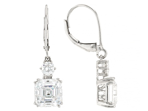 Moissanite Platineve Earrings 6.38ctw DEW.