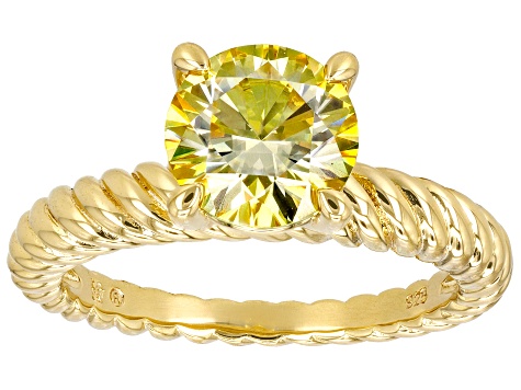 Yellow Moissanite 14k Yellow Gold Over Silver Ring 1.90ct DEW.