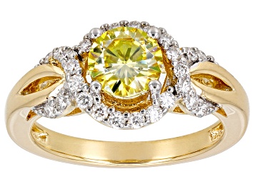 Picture of Yellow And Colorless Moissanite 14k Yellow Gold Over Silver Ring 1.52ctw DEW.