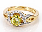 Yellow And Colorless Moissanite 14k Yellow Gold Over Silver Ring 1.52ctw DEW.