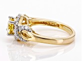 Yellow And Colorless Moissanite 14k Yellow Gold Over Silver Ring 1.52ctw DEW.