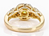 Yellow And Colorless Moissanite 14k Yellow Gold Over Silver Ring 1.52ctw DEW.