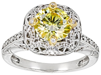 Picture of Yellow And Colorless Moissanite Platineve Ring 2.20ctw DEW.