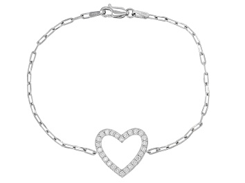 Picture of Moissanite Platineve Heart And Paperclip Bracelet .78ctw DEW