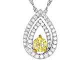 Yellow And Colorless Moissanite Platineve Pendant 1.01ctw DEW