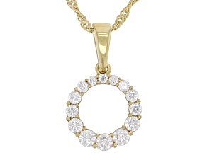 Moissanite 14k Yellow Gold Over Silver Circle Pendant .45ctw DEW