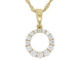 Moissanite 14k Yellow Gold Over Silver Circle Pendant .45ctw DEW