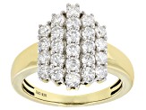 Moissanite 14k Yellow Gold Over Silver Cluster Ring 1.44ctw DEW