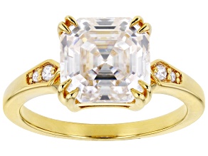 Moissanite 14k Yellow Gold Over Silver Ring 3.98ctw DEW.