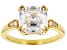 Moissanite 14k Yellow Gold Over Silver Ring 3.98ctw DEW.