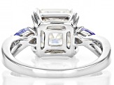 Moissanite And Tanzanite Platineve Ring 3.92ct DEW.