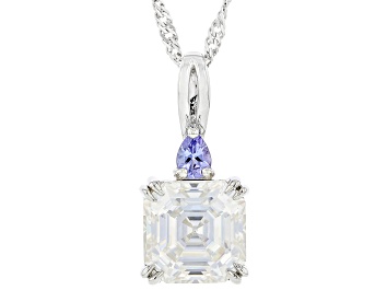 Picture of Moissanite And Tanzanite Platineve Pendant With Chain 3.92ct DEW.