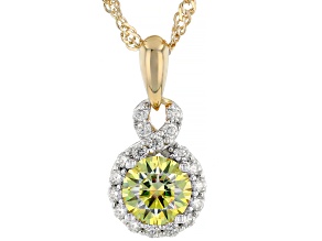 Yellow And Colorless Moissanite 14k Yellow Gold Over Silver Pendant 1.36ctw DEW.