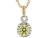 Yellow And Colorless Moissanite 14k Yellow Gold Over Silver Pendant 1.36ctw DEW.