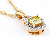 Yellow And Colorless Moissanite 14k Yellow Gold Over Silver Pendant 1.36ctw DEW.