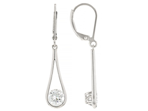 Moissanite Platineve Dangle Earrings 1.60ctw DEW.