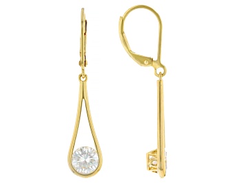 Picture of Moissanite 14k Yellow Gold Over Silver Dangle Earrings 1.60ctw DEW.
