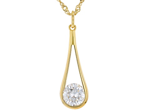 Moissanite 14k Yellow Gold Over Silver Pendant 1.50ct DEW