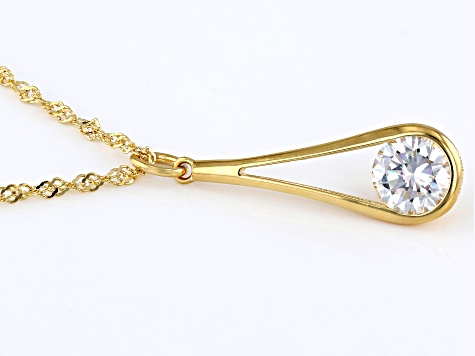 Moissanite 14k Yellow Gold Over Silver Pendant 1.50ct DEW