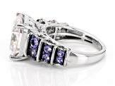 Moissanite And Tanzanite Platineve Ring 10.41ctw DEW