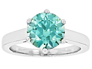 Picture of Green Moissanite Platineve Solitaire Ring 2.70ct DEW