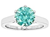 Green Moissanite Platineve Solitaire Ring 2.70ct DEW