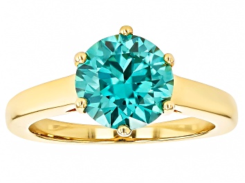 Picture of Green Moissanite 14k Yellow Gold Over Silver Solitaire Ring 2.70ct DEW
